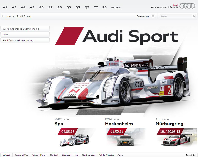 Audi Motorsportportal - bis Mai 2013