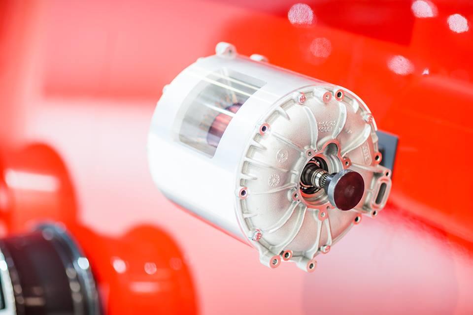 Tesla Model S Motor (9" diameter, 150 lbs, 416 hp, 443 lb-ft of torque) (Tesla)