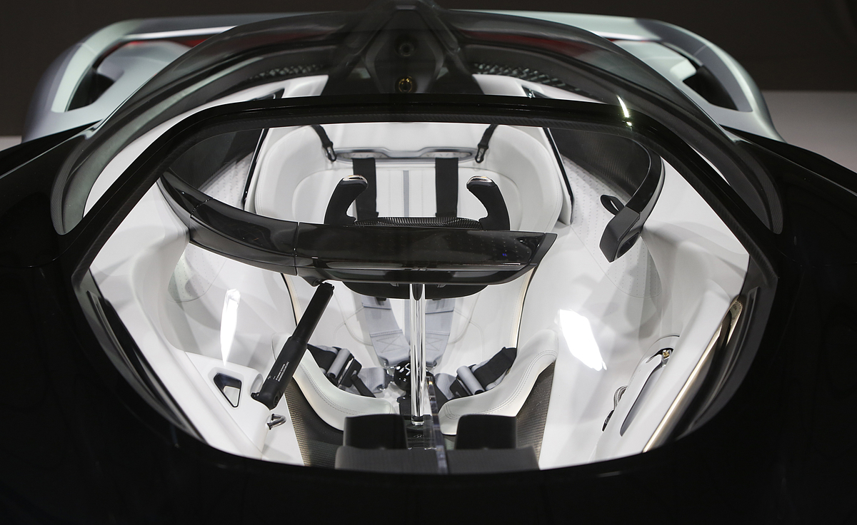 Faraday Future (FF) FFZERO1 Concept vehicle interior at FF's pre-CES reveal event in Las Vegas on Monday, Jan. 4, 2016. (Bizuayehu Tesfaye/ AP Images for Faraday Future)